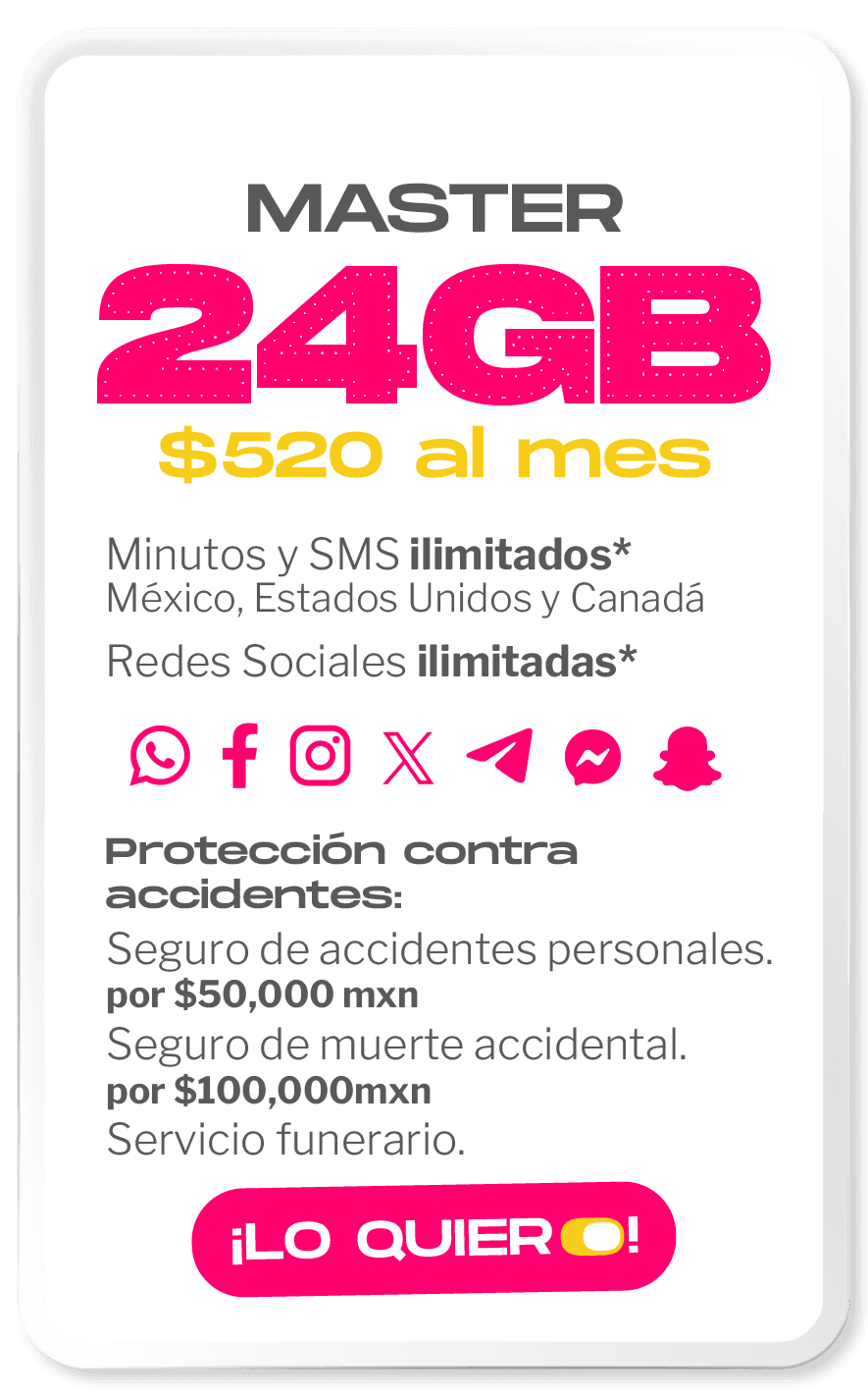 Plan MASTER — 24 GB · $520 al mes